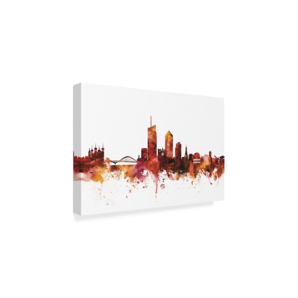 Michael Tompsett 'Lyon France Skyline Red' Canvas Art,16x24